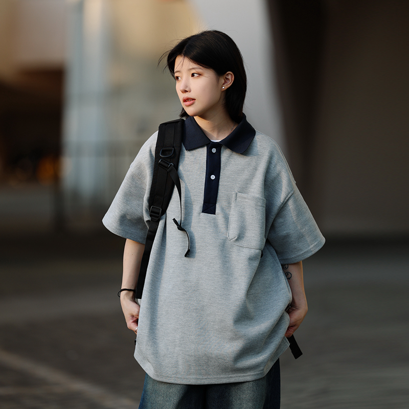 Men's Japanese-Style Heavyweight Cotton Polo Shirt - Short Sleeve Retro Casual Top for Versatile 90s Y2K Fashion Men's Japanese-Style Heavyweight Cotton Polo Shirt - Short Sleeve Retro Casual Top for Versatile 90s Y2K Fashion