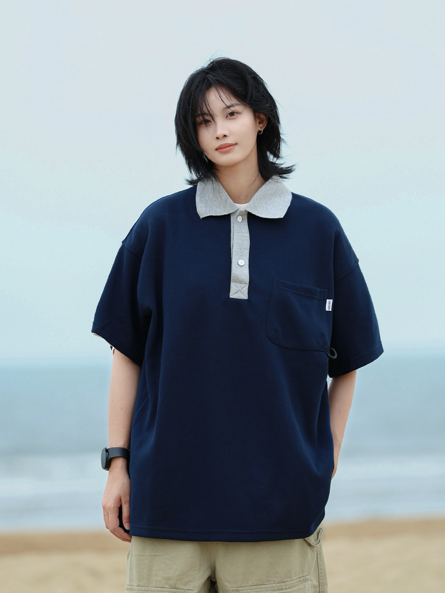 Men's Japanese-Style Heavyweight Cotton Polo Shirt - Short Sleeve Retro Casual Top for Versatile 90s Y2K Fashion Men's Japanese-Style Heavyweight Cotton Polo Shirt - Short Sleeve Retro Casual Top for Versatile 90s Y2K Fashion