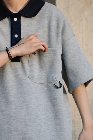 Men's Japanese-Style Heavyweight Cotton Polo Shirt - Short Sleeve Retro Casual Top for Versatile 90s Y2K Fashion