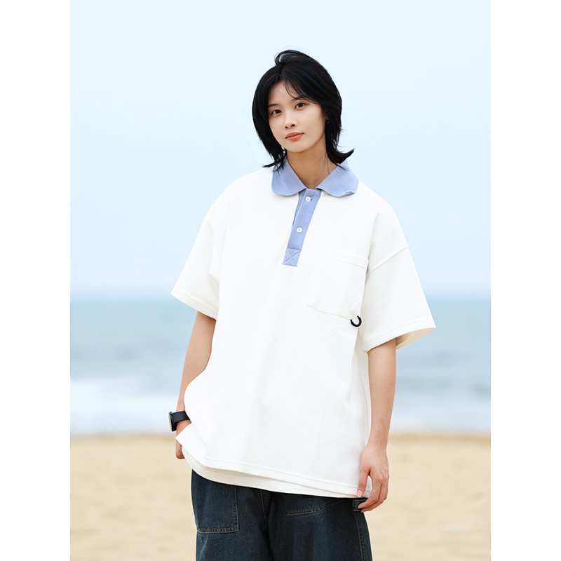 Men's Japanese-Style Heavyweight Cotton Polo Shirt - Short Sleeve Retro Casual Top for Versatile 90s Y2K Fashion Men's Japanese-Style Heavyweight Cotton Polo Shirt - Short Sleeve Retro Casual Top for Versatile 90s Y2K Fashion