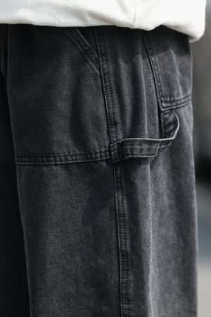 Men's Japanese Style Loose Fit Denim Shorts, American Retro Three-Quarter City Boy Workwear, Trendy Y2K Fashion