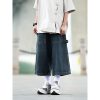 Men's Japanese Style Loose Fit Denim Shorts, American Retro Three-Quarter City Boy Workwear, Trendy Y2K Fashion