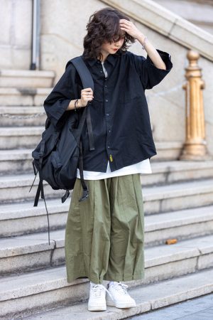 Men's Japanese-Style Summer Loose Nine-Point Cargo Pants, Minimalist Versatile Wide-Leg Design, Lightweight Fashion for Y2K and Casual Wear