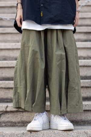 Men's Japanese-Style Summer Loose Nine-Point Cargo Pants, Minimalist Versatile Wide-Leg Design, Lightweight Fashion for Y2K and Casual Wear
