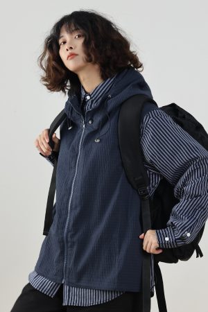 Men's Japanese Style Thin Hooded Vest - Versatile Outdoor Work Jacket for Couples, Trendy Fashion Essential