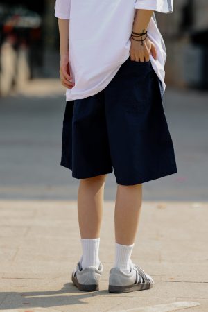 Men's Loose-Fit Japanese Retro Pocket Shorts - Casual Thin Streetwear Five-Point Design