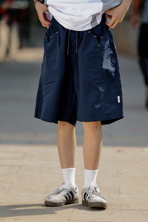 Men's Loose-Fit Japanese Retro Pocket Shorts - Casual Thin Streetwear Five-Point Design