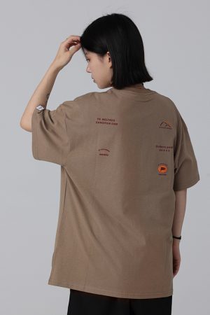 Men's Loose Round Neck Short-Sleeve T-Shirt with 'Sunset in the West' Outdoor Element Print - Casual Couple Top, Y2K Style