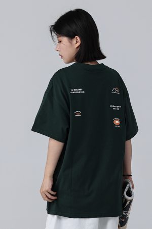 Men's Loose Round Neck Short-Sleeve T-Shirt with 'Sunset in the West' Outdoor Element Print - Casual Couple Top, Y2K Style