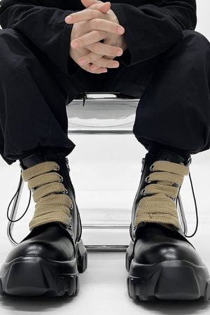 Men's Martin Boots with Side Zipper - British Punk Retro Motorcycle Boots, Thick-Soled Genuine Leather Mid-Calf Hiking Footwear