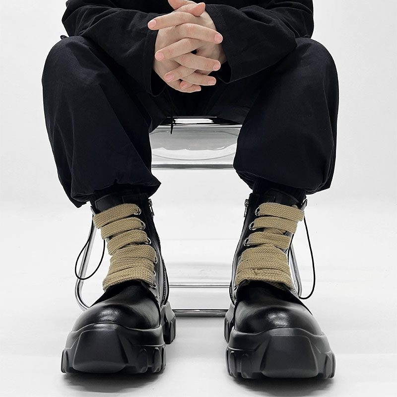 Men's Martin Boots with Side Zipper - British Punk Retro Motorcycle Boots, Thick-Soled Genuine Leather Mid-Calf Hiking Footwear Men's Martin Boots with Side Zipper - British Punk Retro Motorcycle Boots, Thick-Soled Genuine Leather Mid-Calf Hiking Footwear