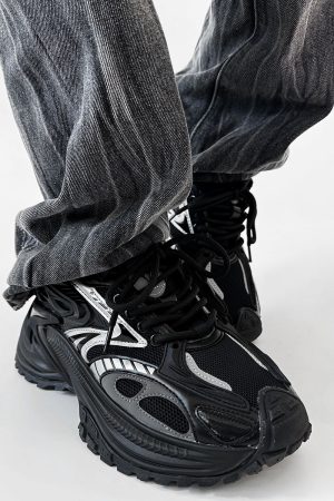 Men's Mech Black Rattlesnake Dad Shoes - Retro 90s Warrior Sports Sneakers for Couples, Stylish Running Footwear, National Trend