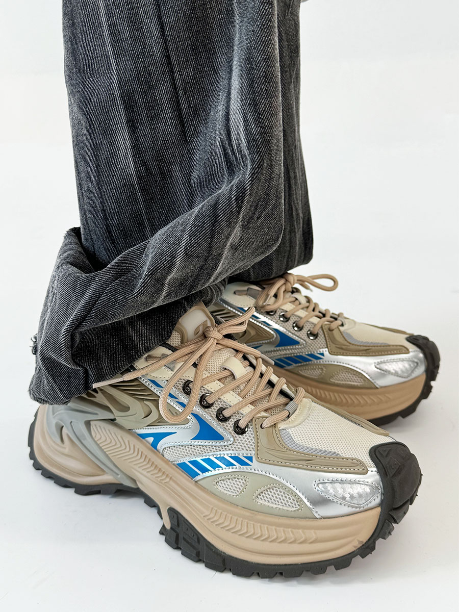 Men's Mech Black Rattlesnake Dad Shoes - Retro 90s Warrior Sports Sneakers for Couples, Stylish Running Footwear, National Trend Men's Mech Black Rattlesnake Dad Shoes - Retro 90s Warrior Sports Sneakers for Couples, Stylish Running Footwear, National Trend