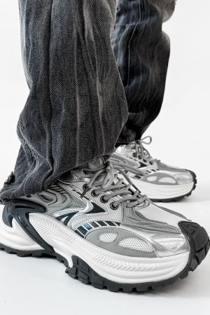 Men's Mech Black Rattlesnake Dad Shoes - Retro 90s Warrior Sports Sneakers for Couples, Stylish Running Footwear, National Trend