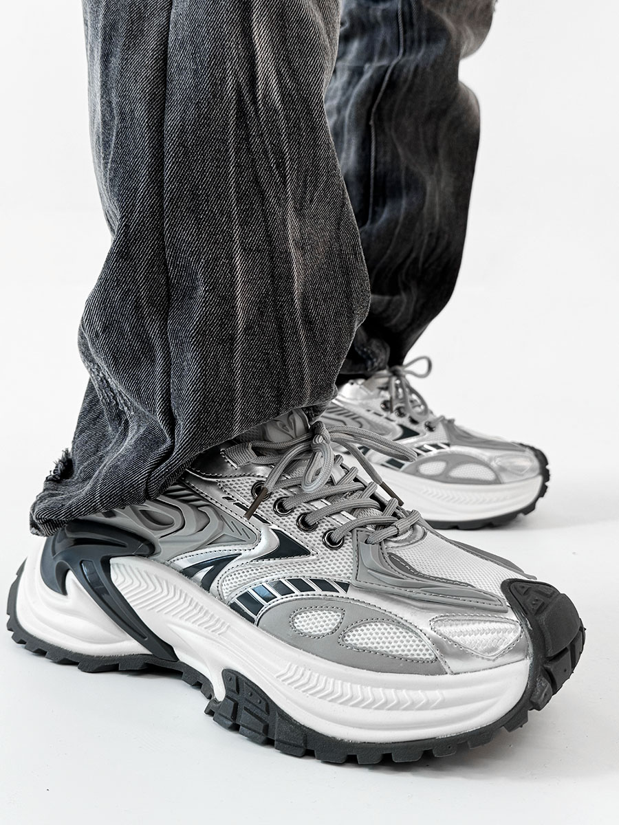 Men's Mech Black Rattlesnake Dad Shoes - Retro 90s Warrior Sports Sneakers for Couples, Stylish Running Footwear, National Trend Men's Mech Black Rattlesnake Dad Shoes - Retro 90s Warrior Sports Sneakers for Couples, Stylish Running Footwear, National Trend