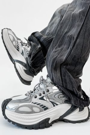 Men's Mech Black Rattlesnake Dad Shoes - Retro 90s Warrior Sports Sneakers for Couples, Stylish Running Footwear, National Trend