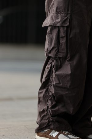 Men's Military Cargo Pants with Closed Pleated Design and Multiple Pockets - Tapered Casual Long Pants