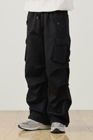 Men's Multi-Pocket Loose Double-Pleat Cargo Pants - Windproof Japanese Casual Style for Outdoor Adventures, National Trend