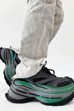 Men's Paris Black Knight Dad Shoes - Retro Thick-Soled Height-Increasing Sports Sneakers for Couples - Trendy European Style