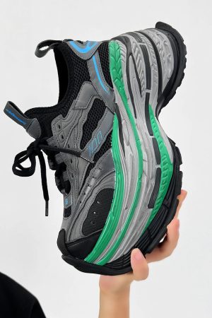 Men's Paris Black Knight Dad Shoes - Retro Thick-Soled Height-Increasing Sports Sneakers for Couples - Trendy European Style