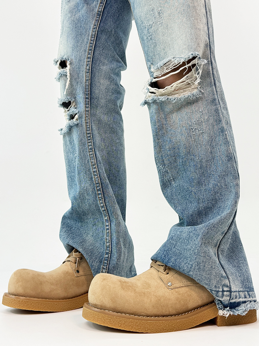 Men's Retro Brown Suede Derby Shoes with Mickey Mouse Design, Thick-Soled British Style, Trendy Oversized Footwear Men's Retro Brown Suede Derby Shoes with Mickey Mouse Design, Thick-Soled British Style, Trendy Oversized Footwear