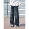 Men's Retro Gradient Washed Denim Pants - Loose Straight Wide-Leg Trousers for Autumn - American Streetwear Style
