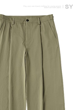 Men's Retro Minimalist Loose Military Green Wide-Leg Cargo Pants â€“ Casual Trousers for 90s Inspired Style