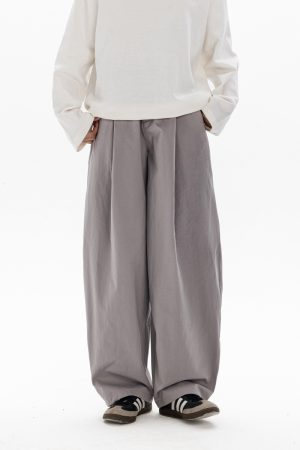 Men's Retro Minimalist Loose Military Green Wide-Leg Cargo Pants â€“ Casual Trousers for 90s Inspired Style