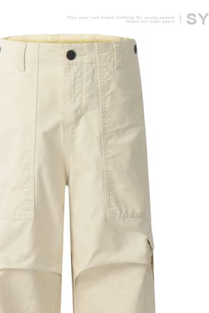 Men's Retro Wide-Leg Pleated Casual Pants with Large Pockets - Loose Straight American Style Trousers