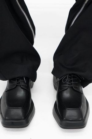 Men's Square-Toed Thick-Soled Derby Shoes - High-End British Style, Versatile Genuine Leather Business Casual Footwear