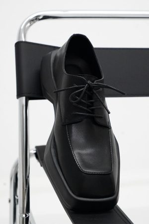 Men's Square-Toed Thick-Soled Derby Shoes - High-End British Style, Versatile Genuine Leather Business Casual Footwear