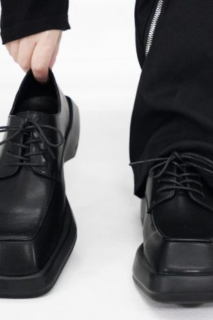 Men's Square-Toed Thick-Soled Derby Shoes - High-End British Style, Versatile Genuine Leather Business Casual Footwear