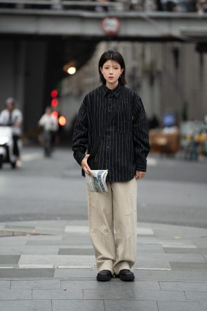 Men's Striped Long Sleeve Shirt with Heavy Industry Collar - Versatile Spring Commuter Wear