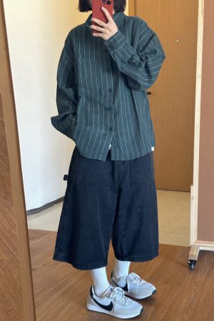 Men's Striped Long Sleeve Shirt with Heavy Industry Collar - Versatile Spring Commuter Wear