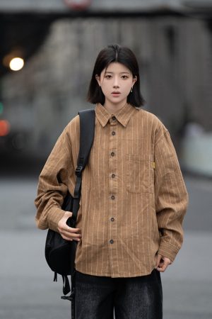 Men's Striped Long Sleeve Shirt with Heavy Industry Collar - Versatile Spring Commuter Wear