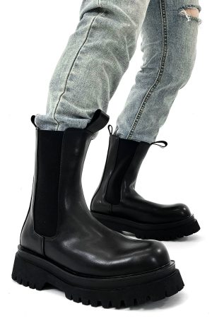 Men's Suede High-Top Chelsea Boots, Thick-Soled Martin Boots, Genuine Leather Motorcycle Boots, Trendy American Style Footwear