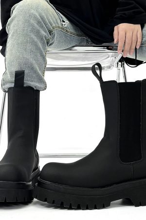 Men's Suede High-Top Chelsea Boots, Thick-Soled Martin Boots, Genuine Leather Motorcycle Boots, Trendy American Style Footwear