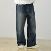 Men's Summer Heavyweight Washed Micro-Flare Denim Pants, American Retro Workwear Wide-Leg Style
