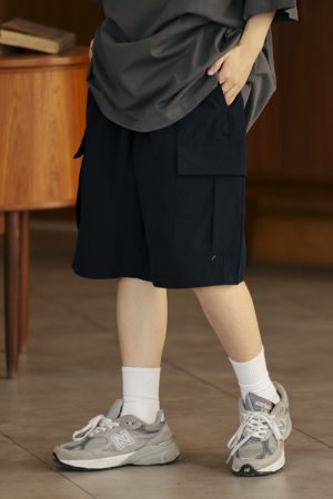 Men's Summer Loose Minimalist Straight-Leg Work Shorts, Slightly Stretchy, Wrinkle-Free Japanese Style Five-Point Shorts