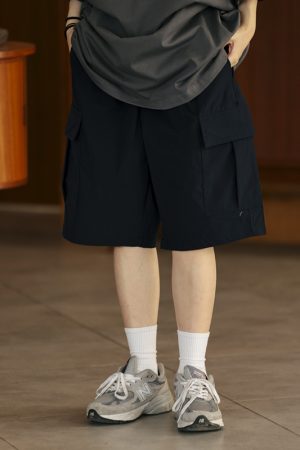 Men's Summer Loose Minimalist Straight-Leg Work Shorts, Slightly Stretchy, Wrinkle-Free Japanese Style Five-Point Shorts