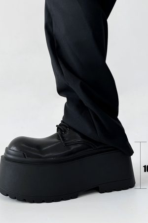 Men's Thick-Soled 10CM Height-Increasing Derby Shoes - Stylish Platform Design for a High-End, Oversized Look