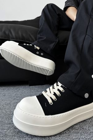Men's Thick-Soled Canvas Shoes, High Street Sports Platform Derby Sneakers, Commuting Style for Couples, Height-Increasing Design