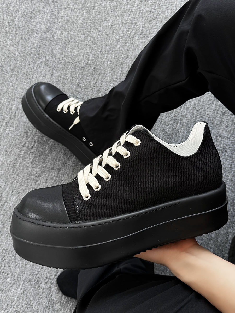 Men's Thick-Soled Canvas Shoes, High Street Sports Platform Derby Sneakers, Commuting Style for Couples, Height-Increasing Design Men's Thick-Soled Canvas Shoes, High Street Sports Platform Derby Sneakers, Commuting Style for Couples, Height-Increasing Design