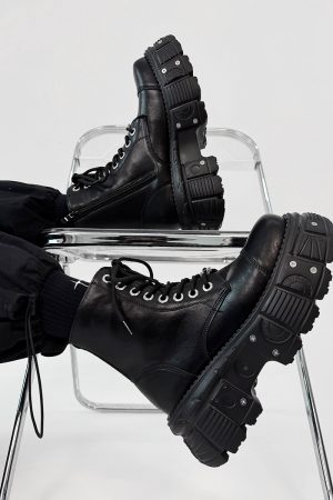 Men's Thick-Soled Cosplay Martin Boots with Side Zipper, Height-Increasing Platform Knight Boots, Punk High-Top Motorcycle Shoes