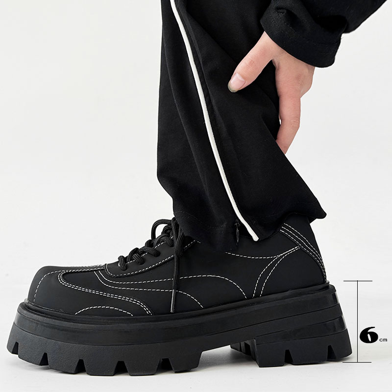 Men's Thick-Soled Derby Shoes - High-End Matte Finish, Height-Increasing Design, British Style Platform Footwear for Commuting Men's Thick-Soled Derby Shoes - High-End Matte Finish, Height-Increasing Design, British Style Platform Footwear for Commuting