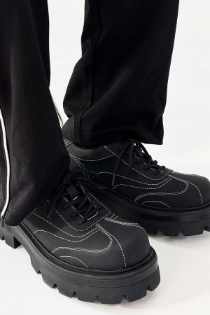 Men's Thick-Soled Derby Shoes - High-End Matte Finish, Height-Increasing Design, British Style Platform Footwear for Commuting