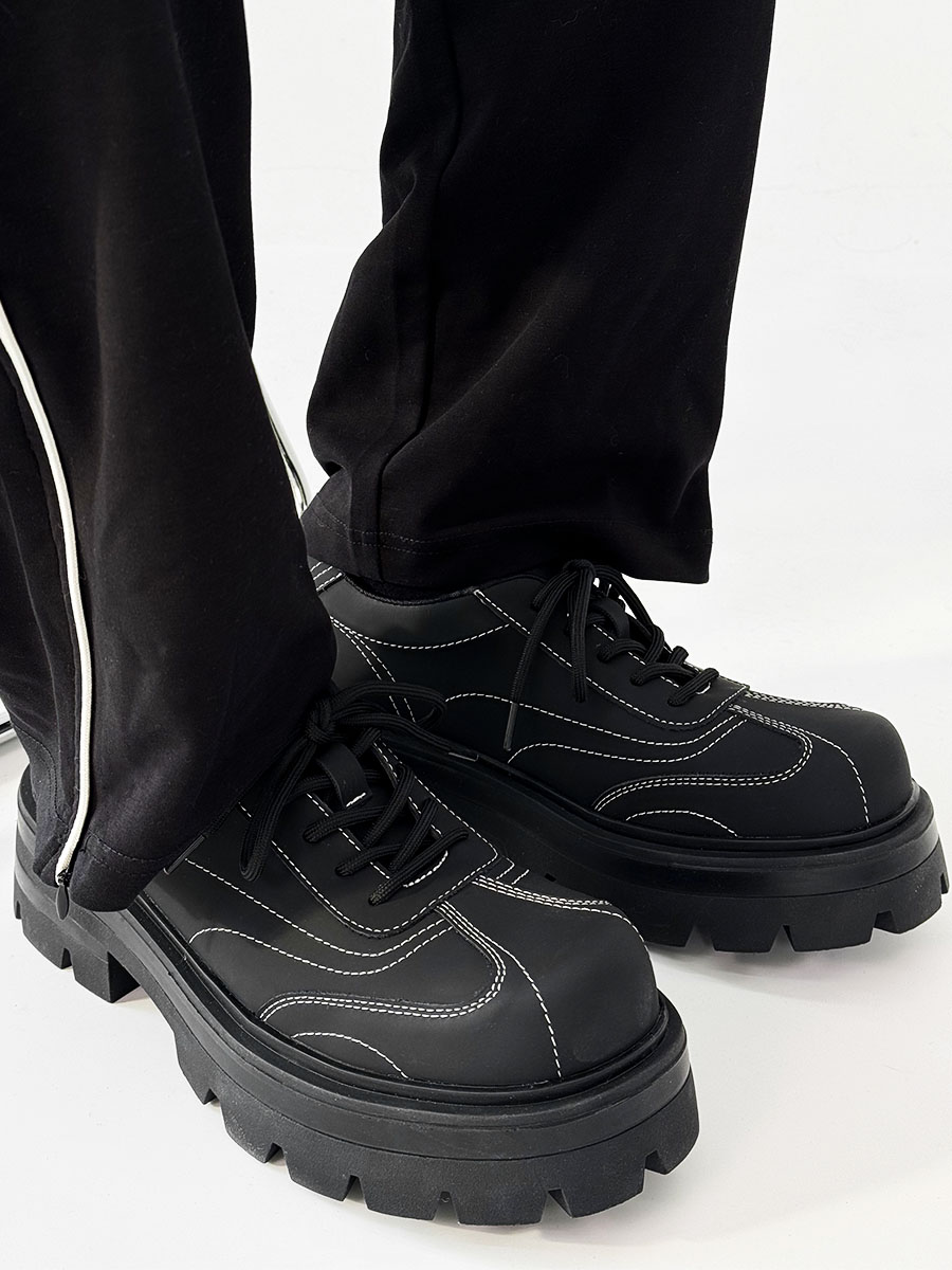 Men's Thick-Soled Derby Shoes - High-End Matte Finish, Height-Increasing Design, British Style Platform Footwear for Commuting Men's Thick-Soled Derby Shoes - High-End Matte Finish, Height-Increasing Design, British Style Platform Footwear for Commuting