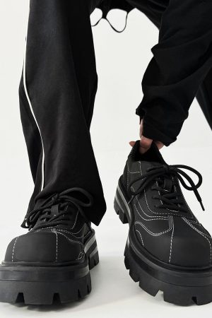 Men's Thick-Soled Derby Shoes - High-End Matte Finish, Height-Increasing Design, British Style Platform Footwear for Commuting