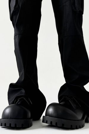 Men's Thick-Soled Derby Shoes, Height-Increasing Round-Toe Leather, Retro British Style with Pointed Mickey Design