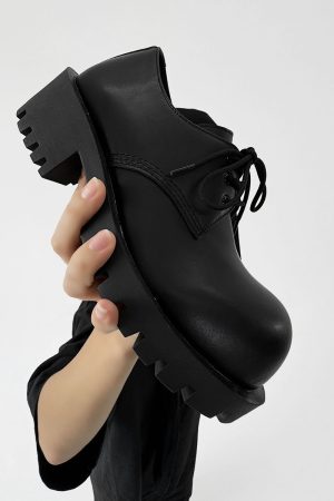 Men's Thick-Soled Derby Shoes, Height-Increasing Round-Toe Leather, Retro British Style with Pointed Mickey Design